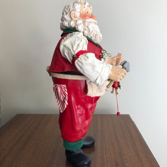 Santa Claus Toy Workshop Fabric Mache 10 1/2" Tabletop Figurine - Rare Find - Picture 4 of 4